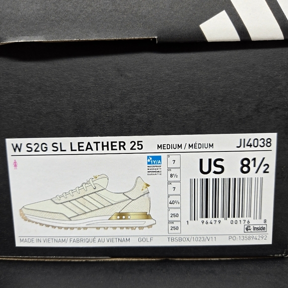 New adidas S2G 24 Leather Spikeless Golf Off White Gold Women's Shoes Size 8.5 - Picture 8 of 8